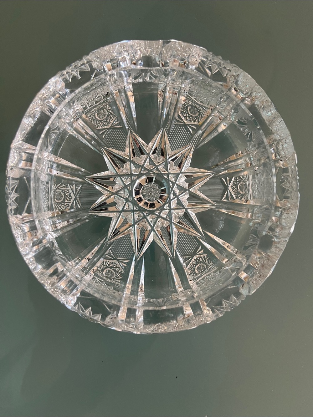 American Brilliant Period Heavy Crystal Ash Tray Cigar Cigarette Ashtray 2.6 Lbs